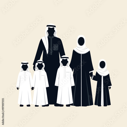 Arabian Family in Traditional Attire.