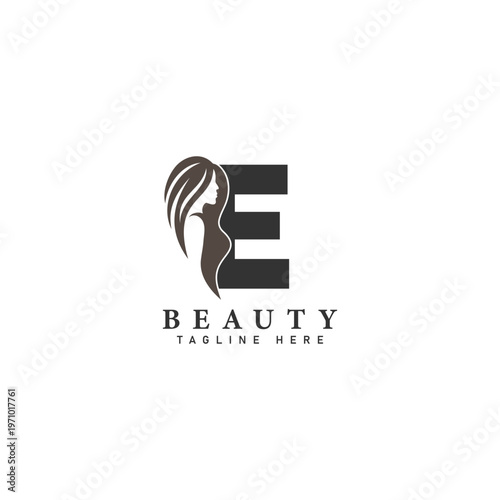 Letter E Beauty Salon Logo. Alphabet E Design Icon for Hair Salon