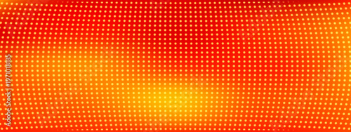 Red gradient LED screen dot panel background. Orange glow circle pixels, spots, specks in grid texture. Vector pattern. Stage concert backdrop for tv show display wall.
