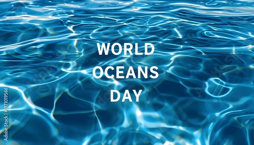 A serene ocean surface with ripples and sunlight reflections on World Oceans Day