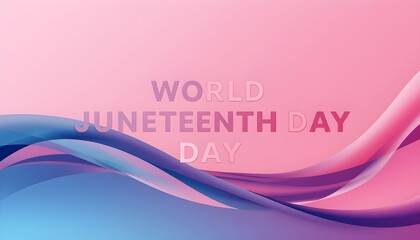 A vibrant graphic design celebrating World Juneteenth Day with a wavy pattern and colorful text