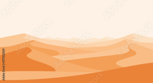 Desert landscape illustration orange dunes simple background