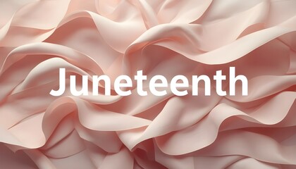 A close-up view of a pink fabric with the word Juneteenth written on it