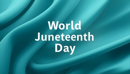 A vibrant teal background with the words World Juneteenth Day written in white text