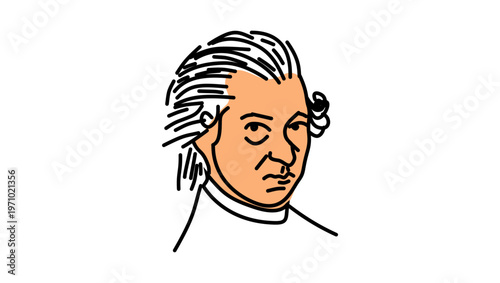 Wolfgang Amadeus Mozart  portrait, flat vector illustration