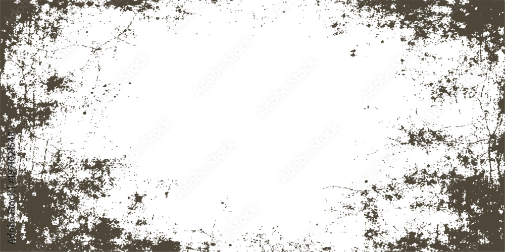 Fototapeta premium Abstract grunge textured background with ink splashes and framed space for text design