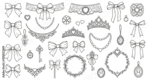 Collection of Vintage Decorative Elements and Ornaments.