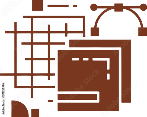 Brown Line Whisk with Circular and Grid Pattern circular grid pattern abstract