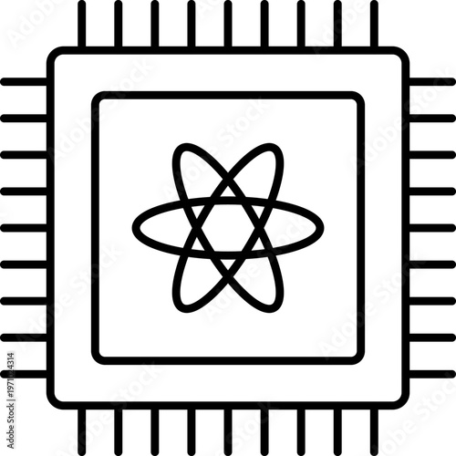Quantum computing vector icon, cpu symbol. Chip logo, for web site, app, UI.