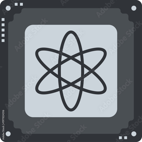 Quantum computing vector icon, cpu symbol. Chip logo, for web site, app, UI.