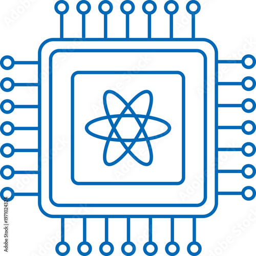 Quantum computing vector icon, cpu symbol. Chip logo, for web site, app, UI.