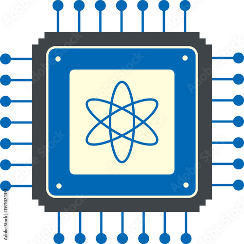 Quantum computing vector icon, cpu symbol. Chip logo, for web site, app, UI.