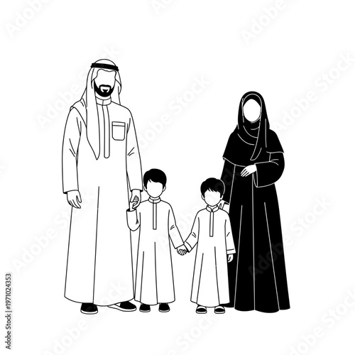 Arabian family in traditional clothing.