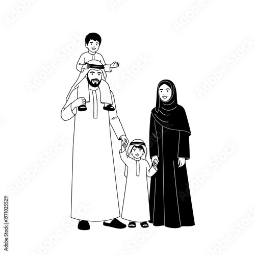 Middle Eastern family with children.