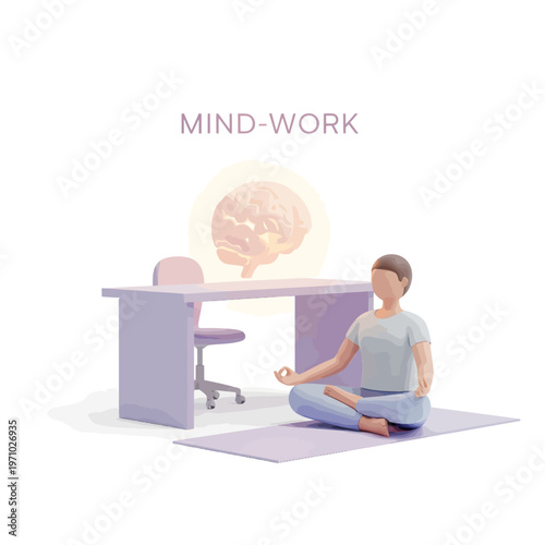 Embracing mindful meditation at work for effective stress relief and enhanced focus, promoting overall mental well-being and productivity in a contemporary office setting