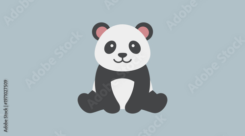 Cute cartoon panda illustration sitting on a plain background, featuring a simple and friendly design.