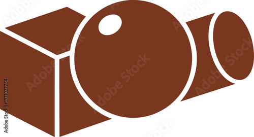 Brown Whisk with Circular Handle and Rectangular Base in Isometric View kitchen tool cooking utensil