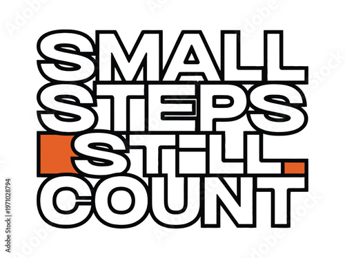 Small steps still count text features orange accents.