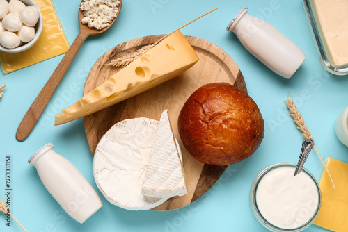 Different dairy products wi...