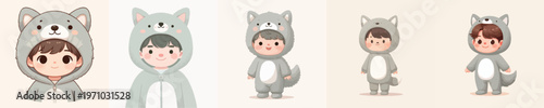 cute little boy vector in wolf costume