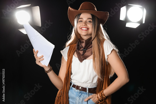 Young actress dressed as co...