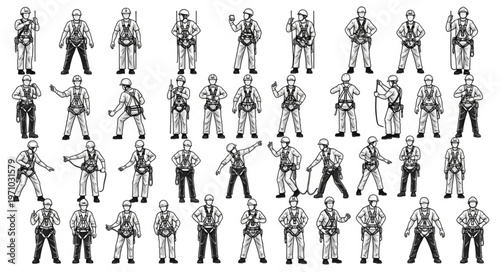 Collection of Vintage Military Soldier Illustrations.