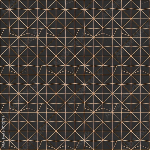 Abstract geometric pattern with golden lines on dark background.