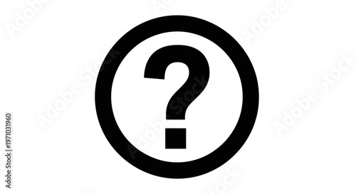 Black Question Mark Symbol Inside a Circle, Inquiry Icon on Isolated White Background