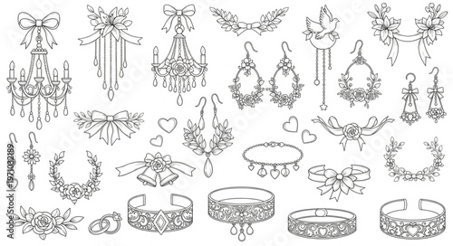 Collection of Vintage Ornate Decorative Elements and Borders.