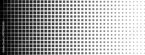 Linear square gradient, black halftone transition, abstract block pattern