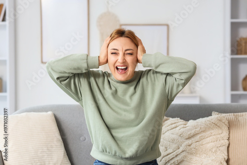 Screaming mature woman sitt...