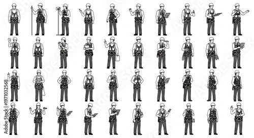Collection of Vintage Soldier Illustrations in Black and White.