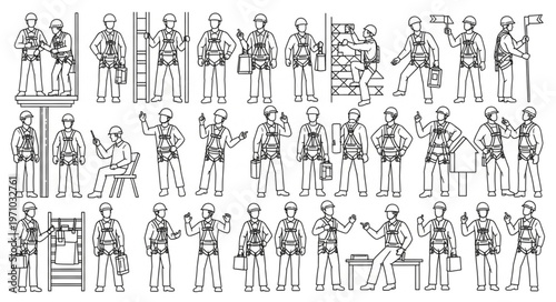 Collection of Vintage Soldier Illustrations in Various Poses.