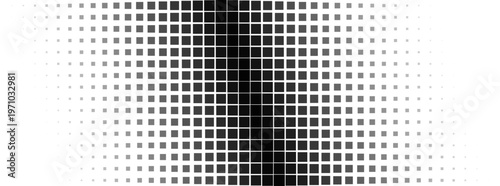 Fotografi Centered black square halftone gradient, abstract geometric focal pattern