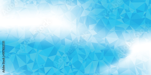 Modern white low poly polygon surface with smooth blue and turquoise gradient glow, minimal aesthetic background, clean and professional look, vector illustration art