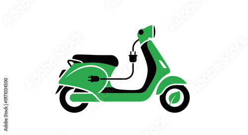 Green Electric Scooter Side View.