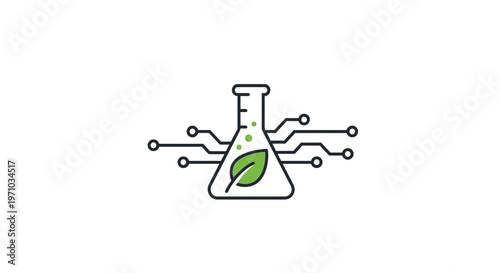 Green leaf in a beaker science.