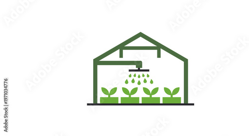 Greenhouse with Plants Growing Inside.