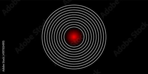 Pain Relief Target Icons: Concentric Red Circles for Healthcare, Radar, and Sound Wave Concepts. Pain red circle or localization mark, aching place sign, abstract symbol of pain