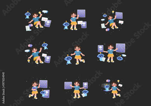 Artificial Intelligence and Child Education Concept