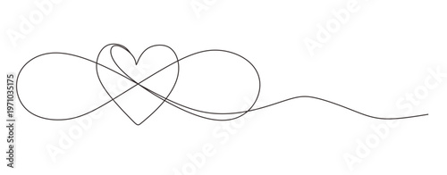 continuous single line drawing of infinity symbol with heart shape  eternal love line art vector illustration