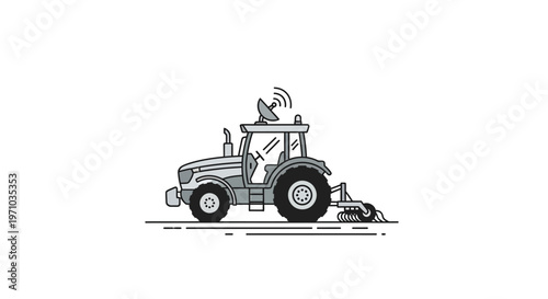 Tractor with attached mower machine.