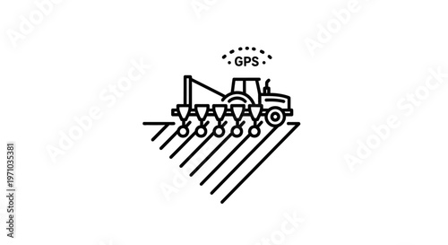 Tractor with GPS technology farming equipment.