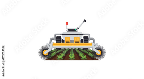 Tractor with green grass cutter.