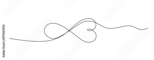 continuous single line drawing of infinity symbol with heart shape  eternal love line art vector illustration