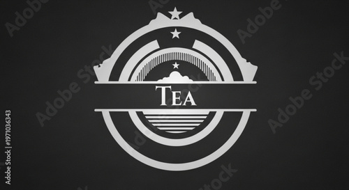 Tea logo, vector emblem, silver crest, tea brand icon