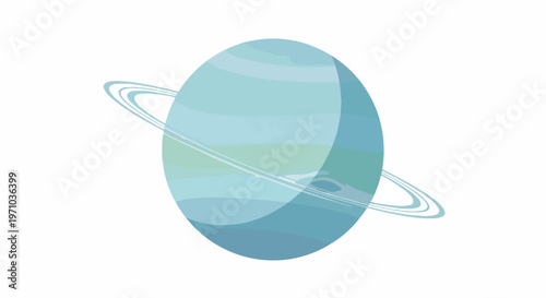 A stylized illustration of the planet Uranus with rings depicted against a clean white background