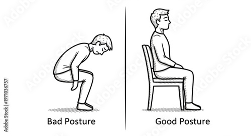 Comparison of Bad Posture and Good Posture in a Person.