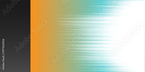 Black, White, Orange, Brown and Turquoise Bright Linear Striped Gradient Shapes, Motion Blurs: A Clean, Sleek and Dynamic Vertical Contrast, Abstract Creative Design with Horizontal Stripes, Lines
