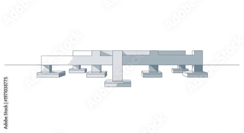 3D Architectural Foundation Concept: Reinforced Concrete Structural Diagram for Building Development